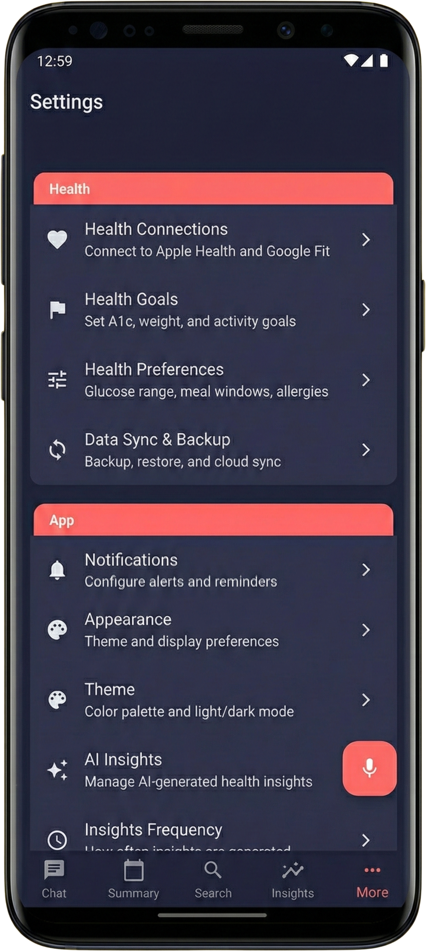 dA1ly Settings Screen